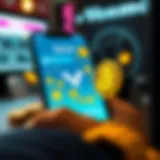 Illustration depicting cryptocurrency icons and the Venmo app interface