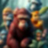 A vibrant illustration of various Ape NFTs showcasing their unique designs and colors