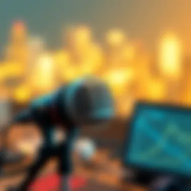 Broadcasting Cryptocurrency Insights An illustrated representation of a microphone broadcasting cryptocurrency discussions.