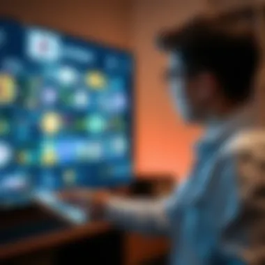 A tech enthusiast interacting with a smart device to curate NFT art for television display