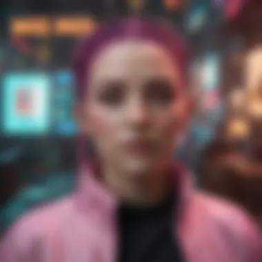 NFT Visualization within Cyberpunk Themes Visual representation of NFTs intertwined with cyberpunk themes