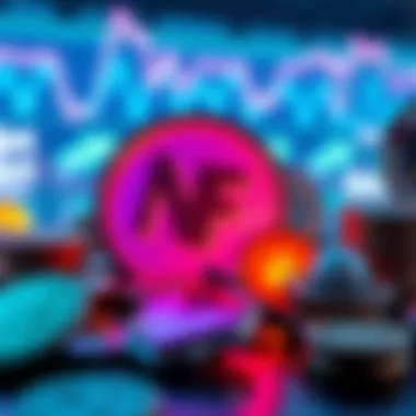 Vibrant Digital Artwork of NFT Tokens A vibrant digital artwork representing the NFT market with various tokens