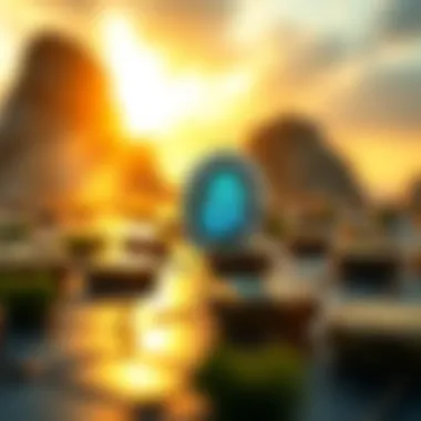 A digital landscape depicting secured cryptocurrency transactions