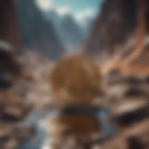 A digital landscape representing cryptocurrency mining.