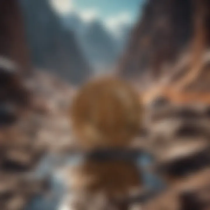 A digital landscape representing cryptocurrency mining.
