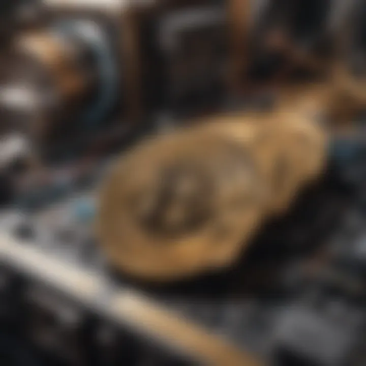 Close-up of advanced mining equipment.