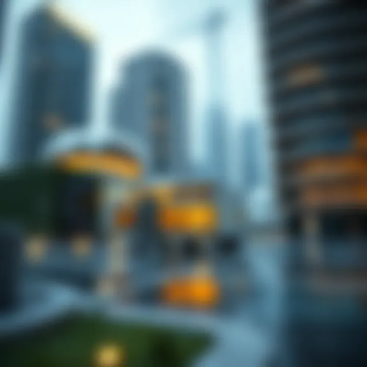 An abstract representation of blockchain technology supporting virtual real estate.