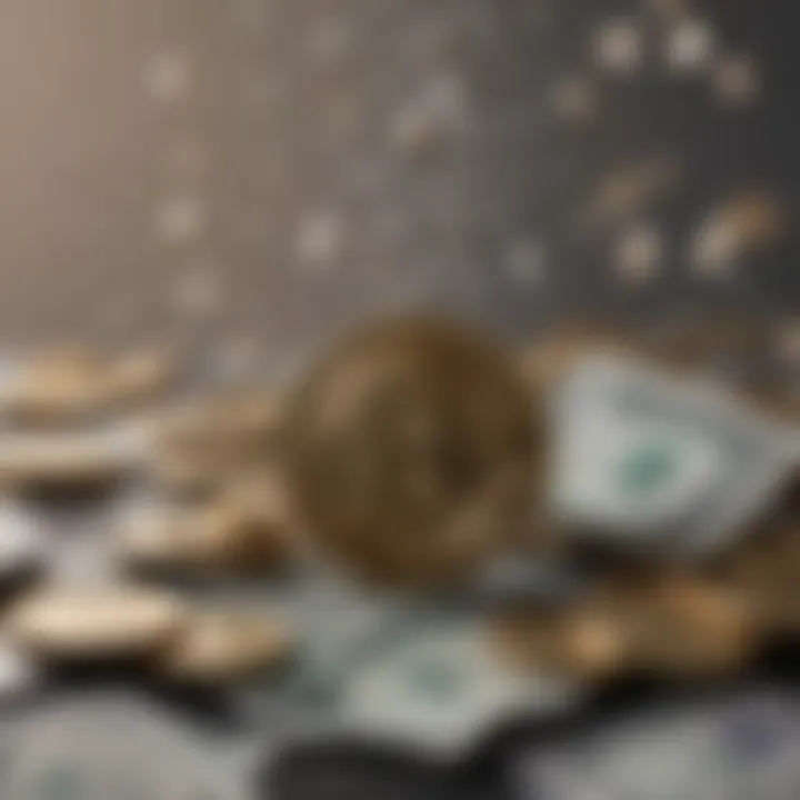 Visual representation of fiat currency flow into cryptocurrencies