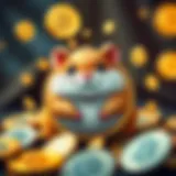 A conceptual illustration of Hamster Coin represented with a whimsical hamster character surrounded by digital currency symbols.