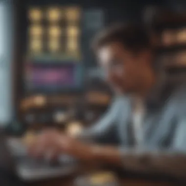An investor analyzing cryptocurrency data on a laptop