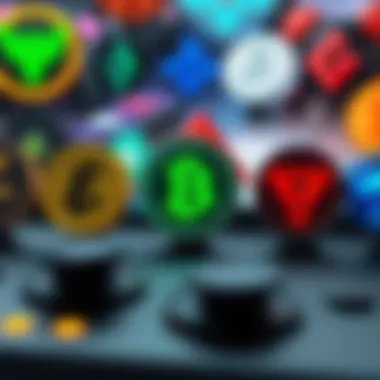 Cryptocurrency Logos in Mobile Gaming Visual representation of various cryptocurrency logos associated with mobile games