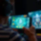 A gamer immersed in a mobile game with cryptocurrency rewards on their screen