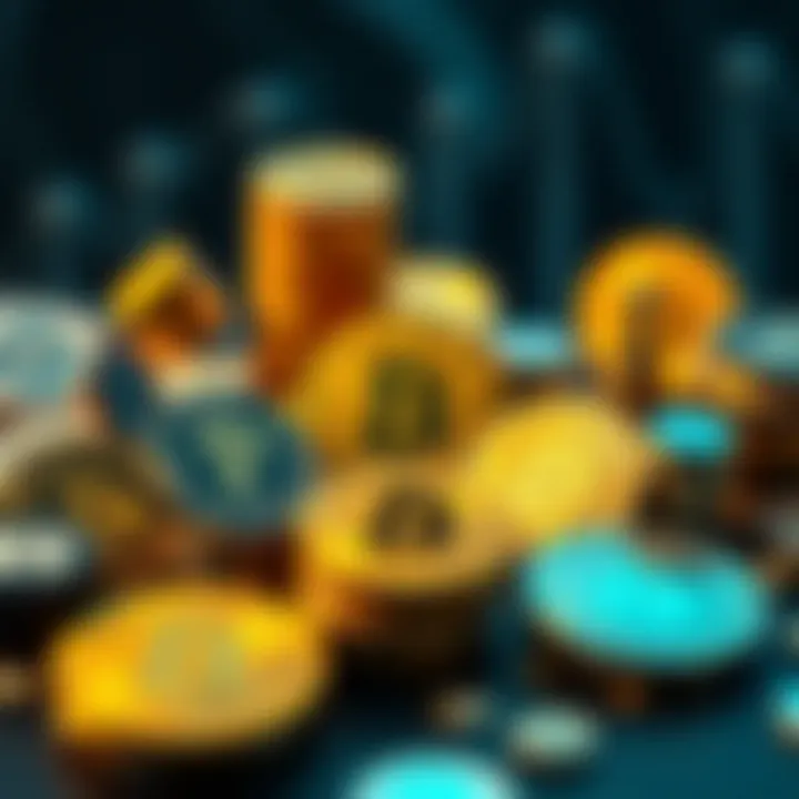 Visual representation of various cryptocurrency assets