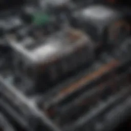 An illustration of an eight GPU mining rig setup showcasing hardware components