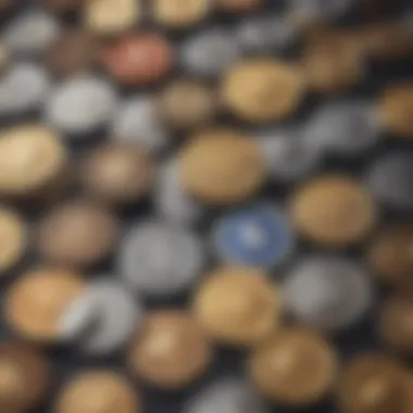 Icons representing various cryptocurrencies