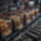 Visual representation of cryptocurrency mining equipment