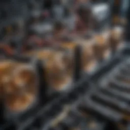 Visual representation of cryptocurrency mining equipment