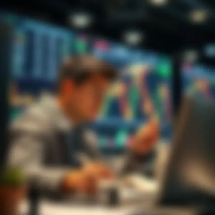 Illustration of a trader analyzing candlestick formations