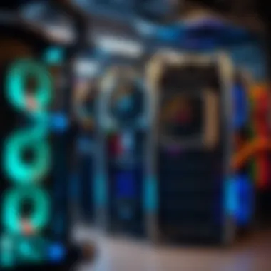 An array of advanced mining rigs showcasing their intricate design